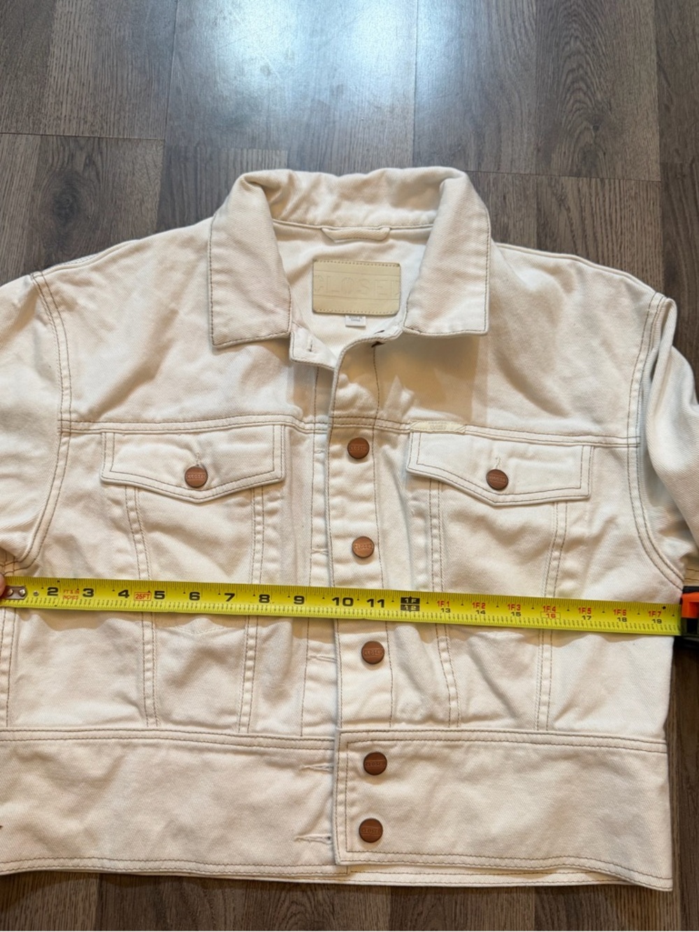 Closed Official Amaya Boxy Cropped Denim Jacket - Ecru Off-White Women’s Size M - Picture 4 of 6